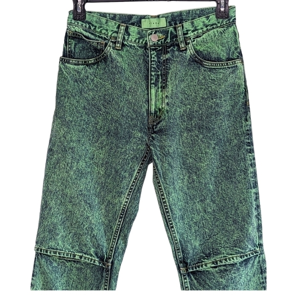 JieDa Jeans Slit Denim Pants Chemical Mint Green Made in Japan Size 1 - Picture 4 of 16